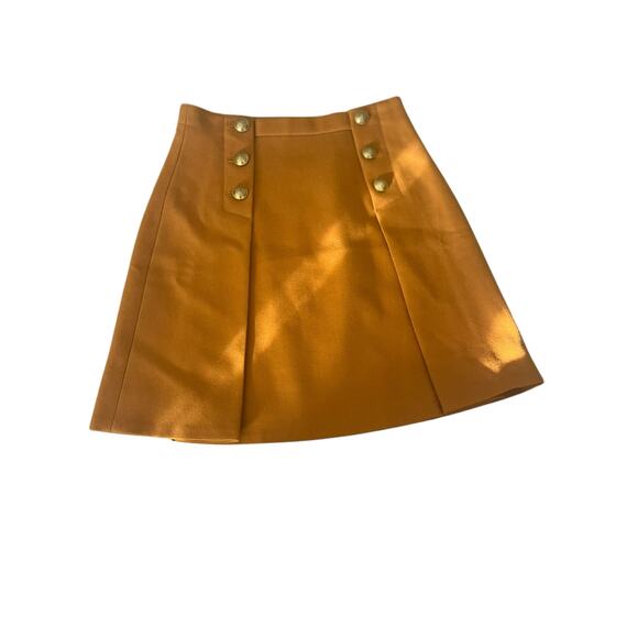 J.Crew Mustard Gold Wool A-Line Skirt - Size 8 - Button Front - FA16 - Picture 1 of 10